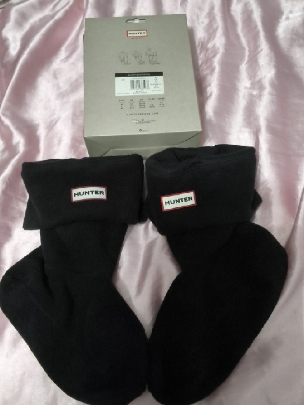 Hunter Black Women's Fold-Over Boot Socks with Logo Cuff